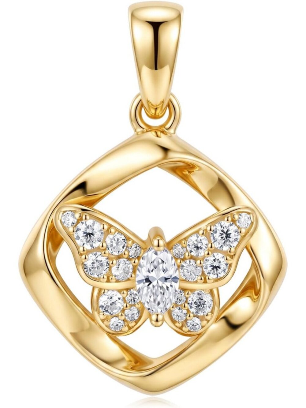 Elegant Moissanite Butterfly Pendant Necklace in 925 Sterling Silver for Women